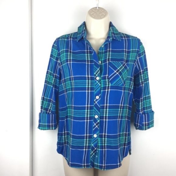 🌵3/$15 American Eagle Womens Flannel Plaid Shirt - Picture 4 of 7